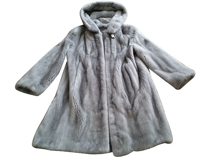 Autre Marque Abrigo de visón gris bluette talla 40 Plata