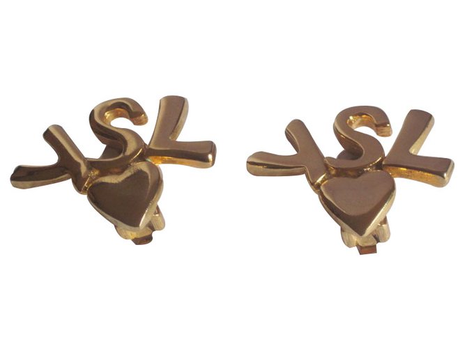 Yves Saint Laurent Earrings Golden Metal  ref.10942