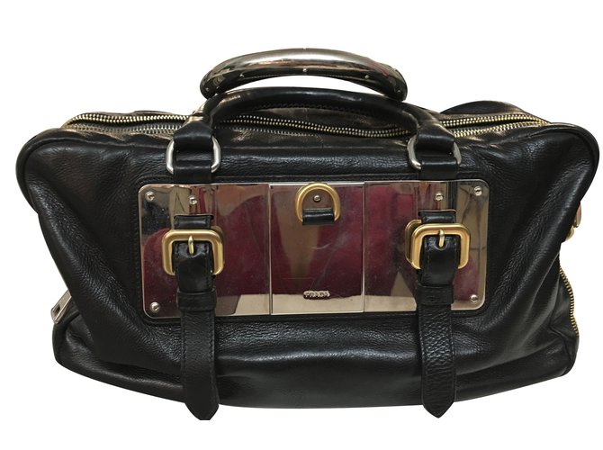Prada Handbags Black Leather  ref.11015