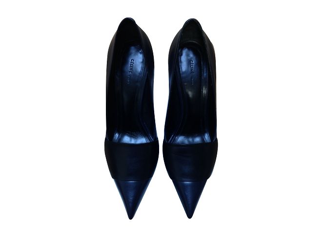 Céline Absatzschuhe aus blauem Leder mit spitzer Kappe