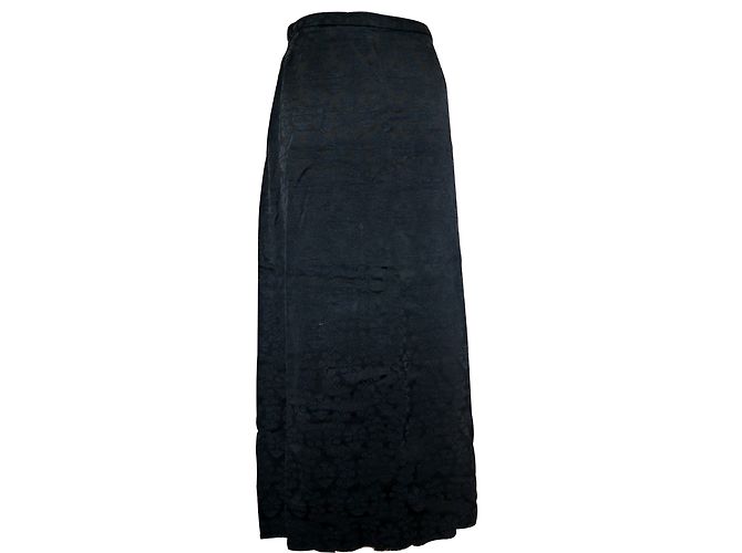 Gonna lunga nera Dries Van Noten con motivo floreale jacquard Nero