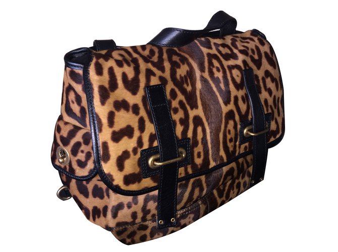Yves Saint Laurent Handbags Leopard print Pony-style calfskin  ref.11318