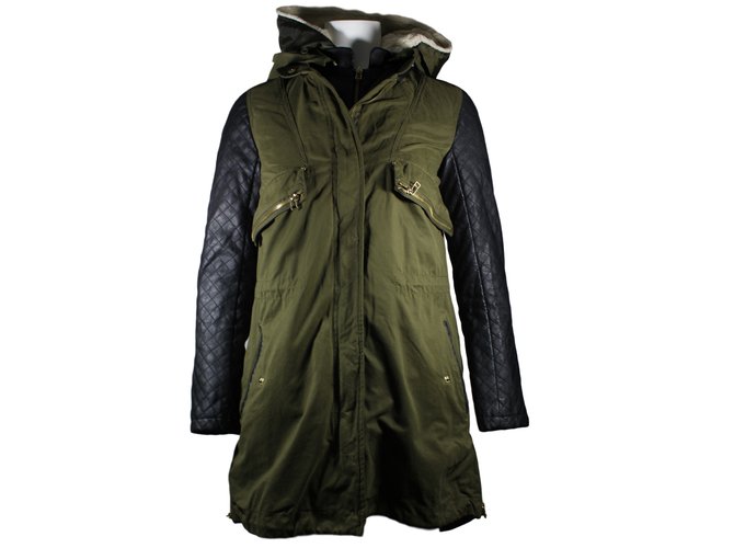Zara Coats, Outerwear Khaki Polyester  ref.11345