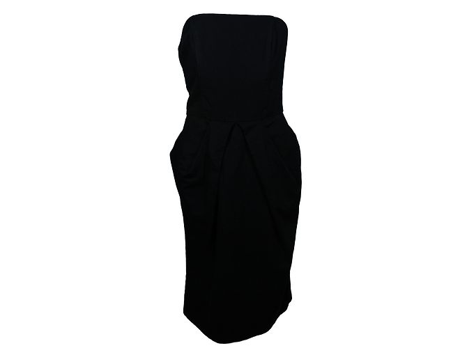 Vestido palabra de honor Manoush Dody negro de lino y algodón