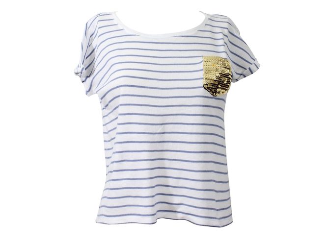 Autre Marque Sud Express Camicia Toiny Rigata Blu Bianca Cotone Bianco