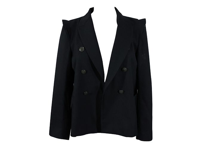 Sandro Schwarze Jacke mit Rüschendetails Größe 40