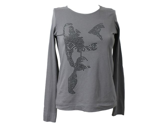 Comptoir Des Cotonniers Camiseta Leon gris de algodón manga larga
