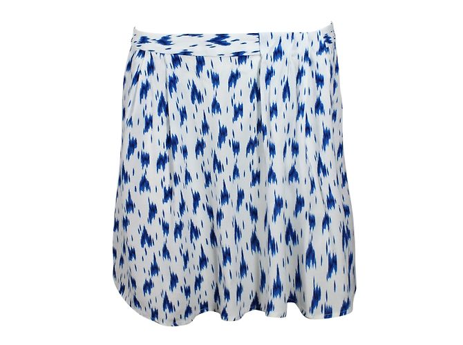 Bash Story Asymmetrical Skirt Blue and White Viscose