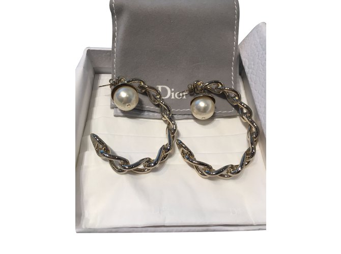 Dior Earrings Golden Pearl  ref.11598