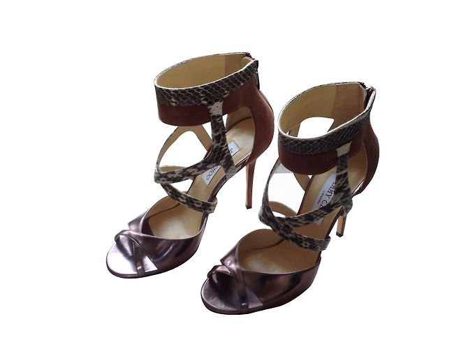 Décolleté Jimmy Choo President Pelle Argento Bordeaux Serpente Multicolore