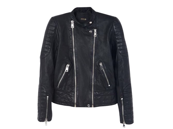 Maje Biker jackets Black Leather  ref.11824