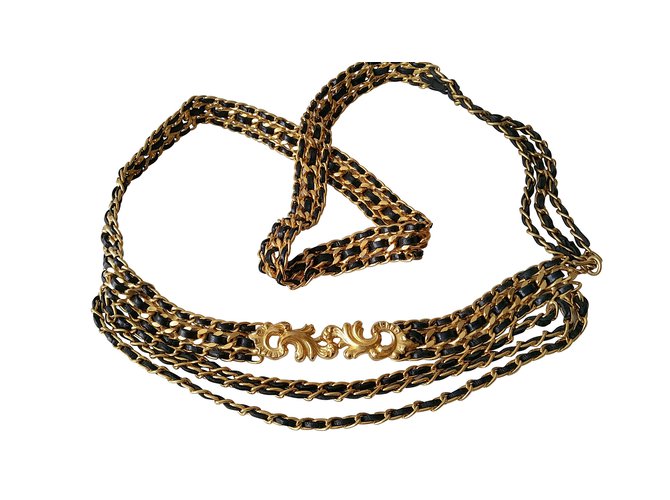 Chanel Cintos Dourado Metal  ref.9910
