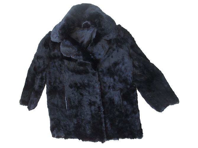 Autre Marque Chaqueta de piel de conejo negro Talla 44