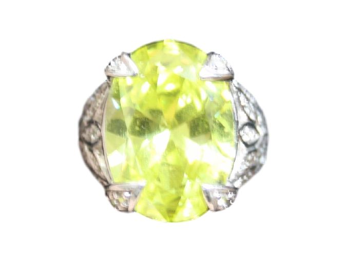 inconnue Silberring mit Zirkon in Peridot Grün Größe 55
