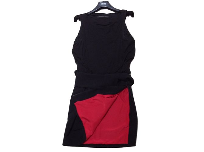 Barbara Bui Schwarzes Crepe Kleid mit Gürtel Größe 38