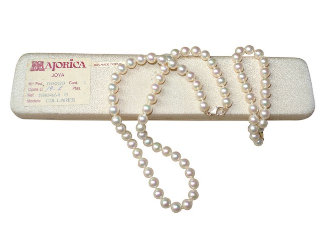 Autre Marque Collier et bracelet Majorica Perle Blanc  ref.12074