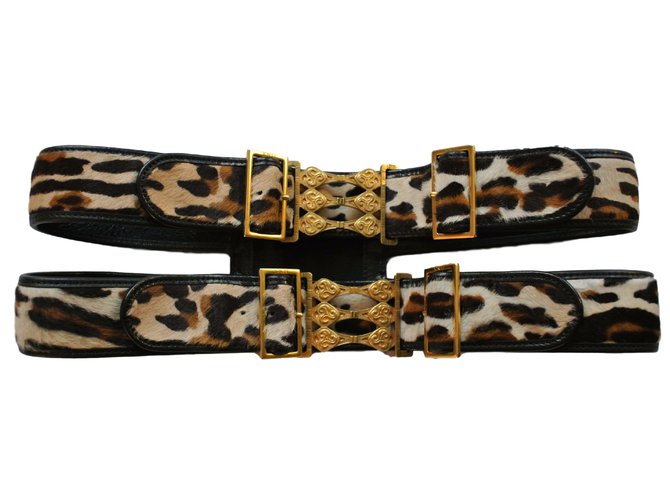 Fendi Cinturones Estampado de leopardo Becerro  ref.12086