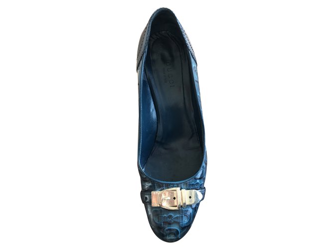 Gucci Heels Blue Leather  ref.12382