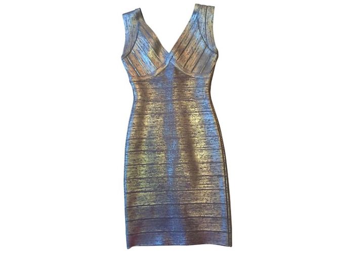 Herve Leger Kleid Silber Viscose