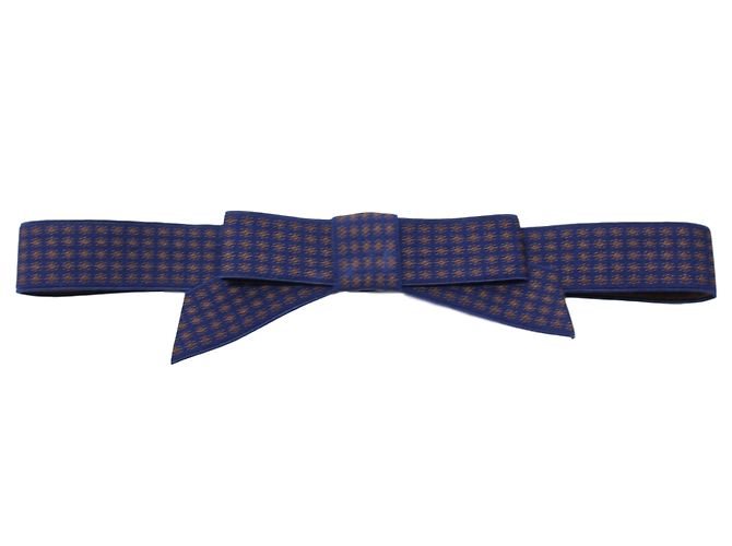 Alexis Mabille Elastischer Gürtel aus Stoff Blau und Senf 75 cm