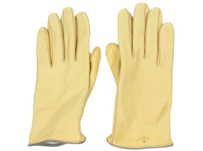 Autre Marque Gelbe Lederhandschuhe 