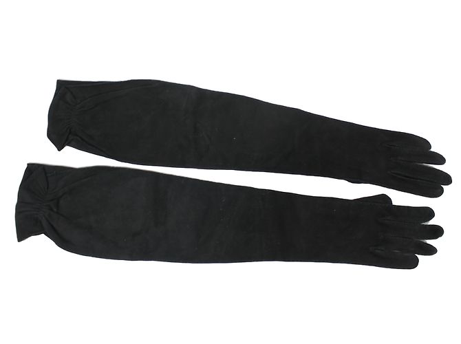 Hermès Long Suede Gloves Black