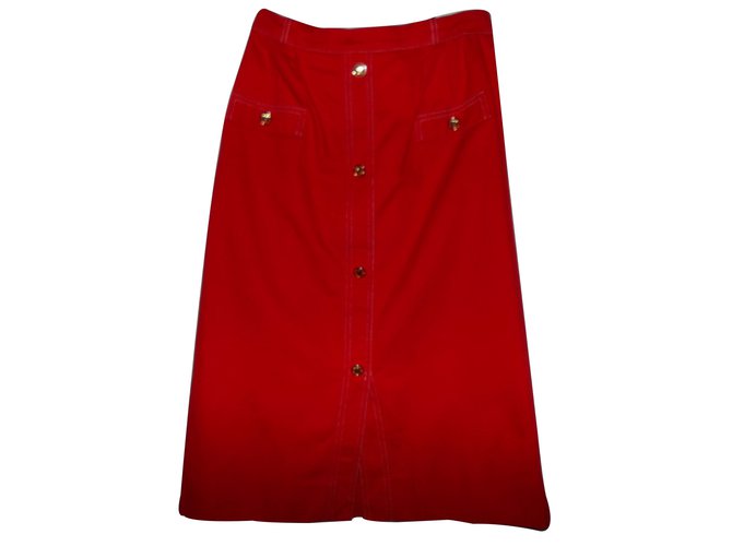 Céline Skirts Red Cotton  ref.12492