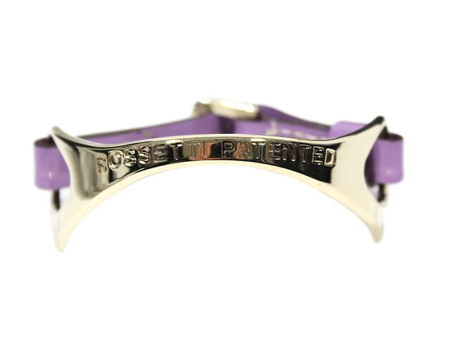 Fratelli Rosseti Pulseira de Couro Verniz Roxo Prata