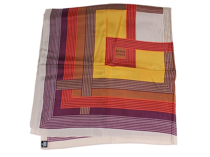Pañuelo cuadrado de seda geométrico Herve Leger 90x90 cm Multicolor