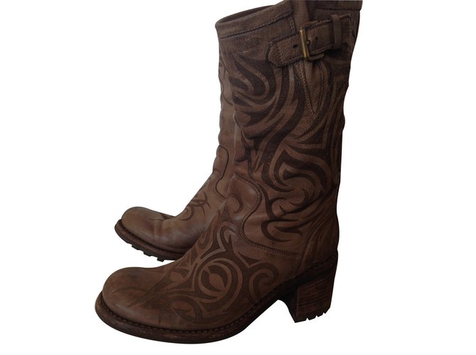 Free Lance Boots Brown Leather  ref.12553