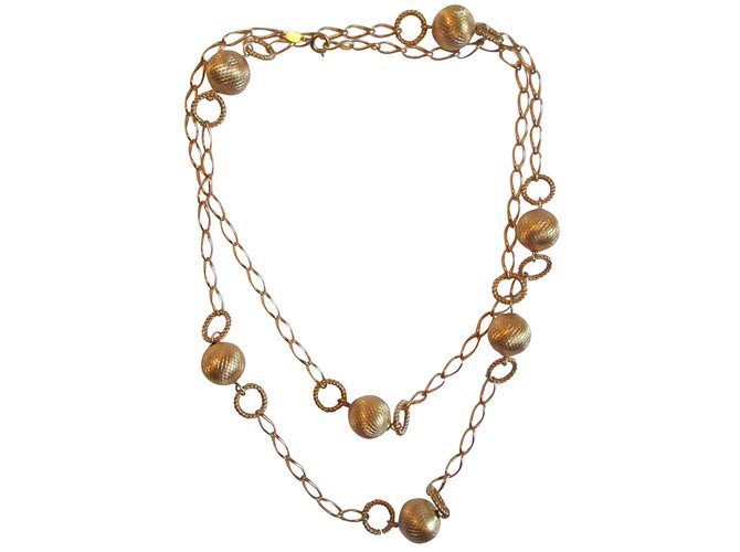 Christian Dior Long necklaces Golden Straw  ref.12571