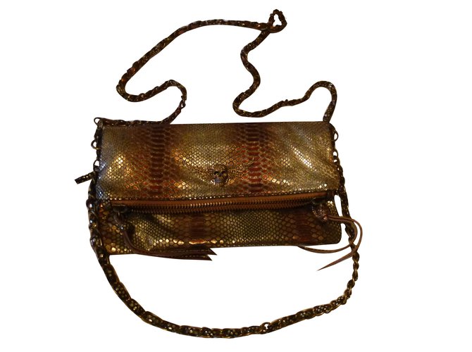 Zadig & Voltaire Clutch bags Golden Leather  ref.12723