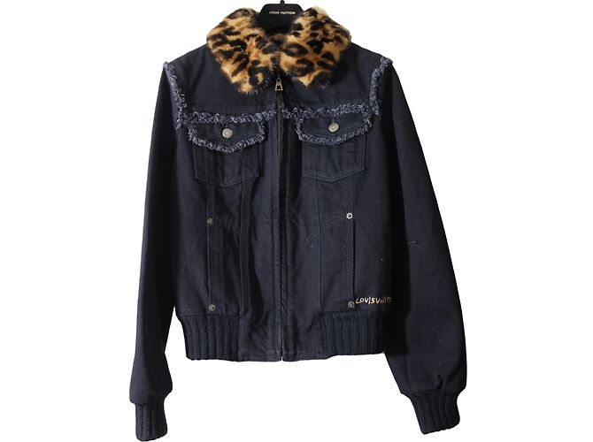Chaqueta Louis Vuitton de algodón negra con cuello de visón extraíble Negro