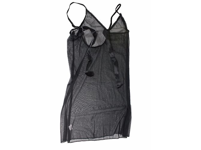 Autre Marque Babydoll in pizzo nero trasparente
