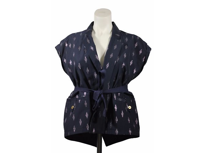 Kenzo Top Kimono in Cotone Nero Ricamato