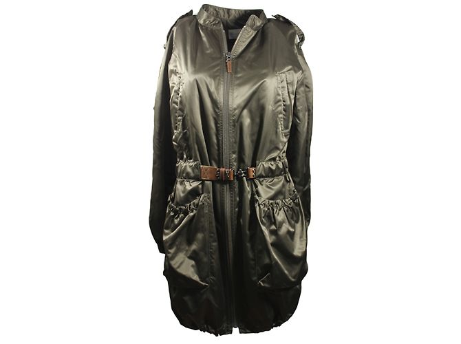 Massimo Dutti Khaki Satin Parka