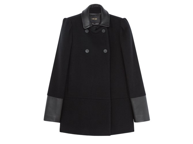 Maje Coats, Outerwear Black Wool  ref.12750