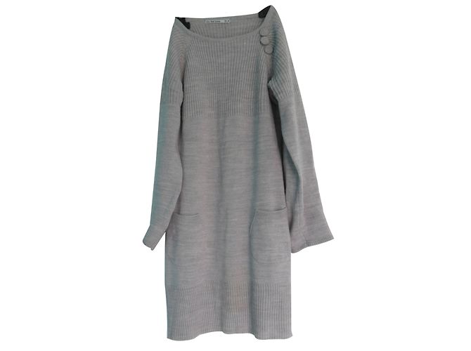 Autre Marque Robe pull No the Town en lin gris 10 ans