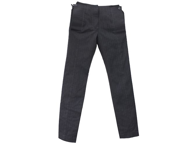 Kenzo Hose Slim Fit Gestreift Grau aus Wolle