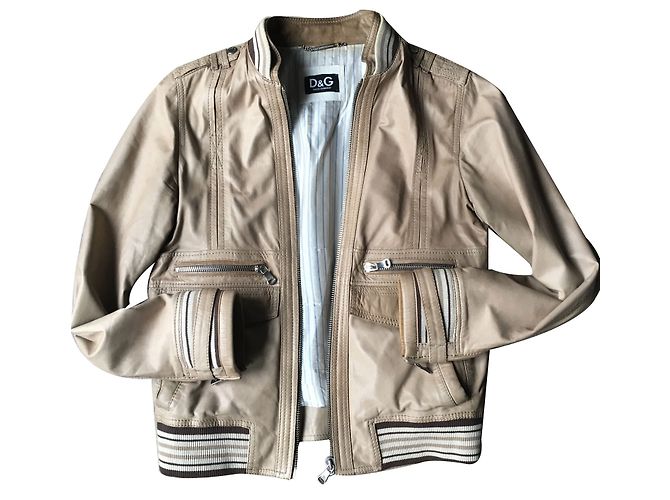 Dolce & Gabbana Lederjacke Beige
