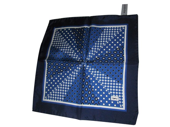 Yves Saint Laurent Silk scarves Blue  ref.13071