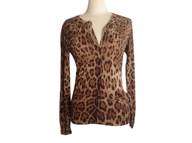Dolce & Gabbana Malhas Estampa de leopardo Seda  ref.13120