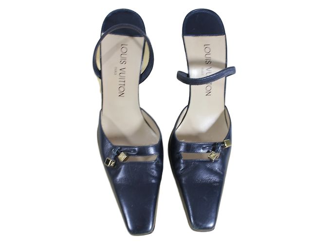 Louis Vuitton Sandalen Mules Schwarzes Leder