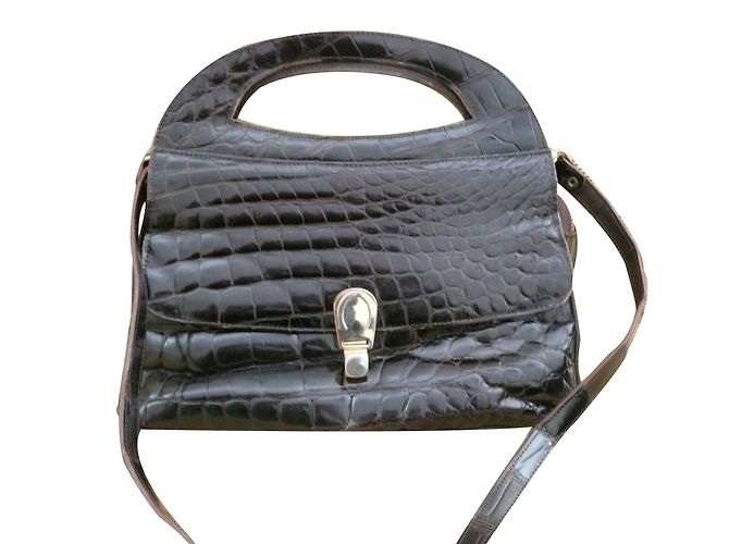 Autre Marque Borsa in pelle di coccodrillo nera Nero