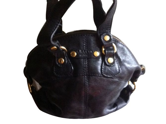Mini Borsa a Mano Abaco in Pelle di Agnello Nera Nero