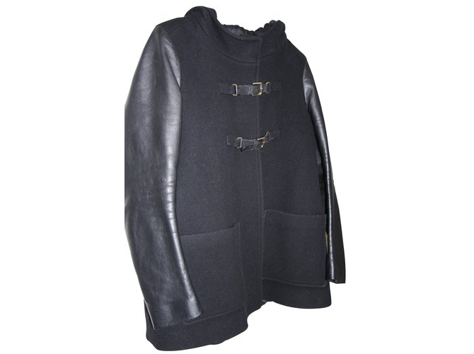 Maje Coats, Outerwear Black Wool  ref.13400