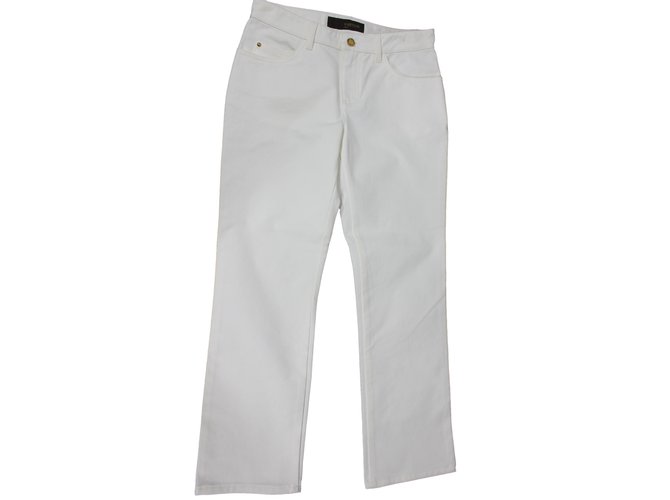 Louis Vuitton Pantalon blanc Capri Coton  ref.13419
