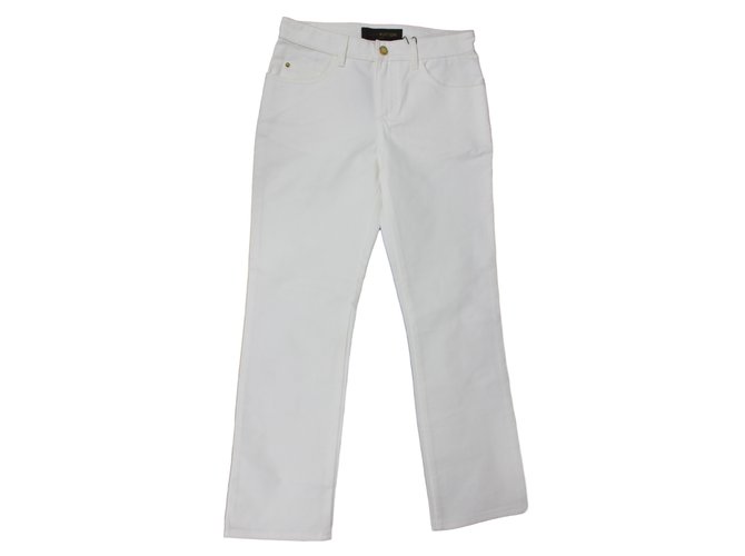 Louis Vuitton Pantalon blanc Capri Coton  ref.13421