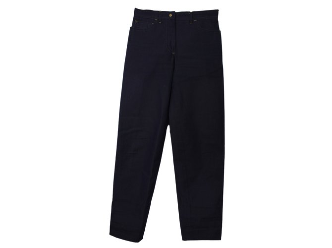 Louis Vuitton Pantalones, polainas Azul Algodón  ref.13423