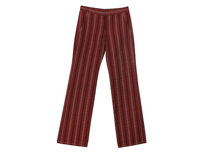 Calças Louis Vuitton Vermelhas e Ecru de Algodão Vermelho